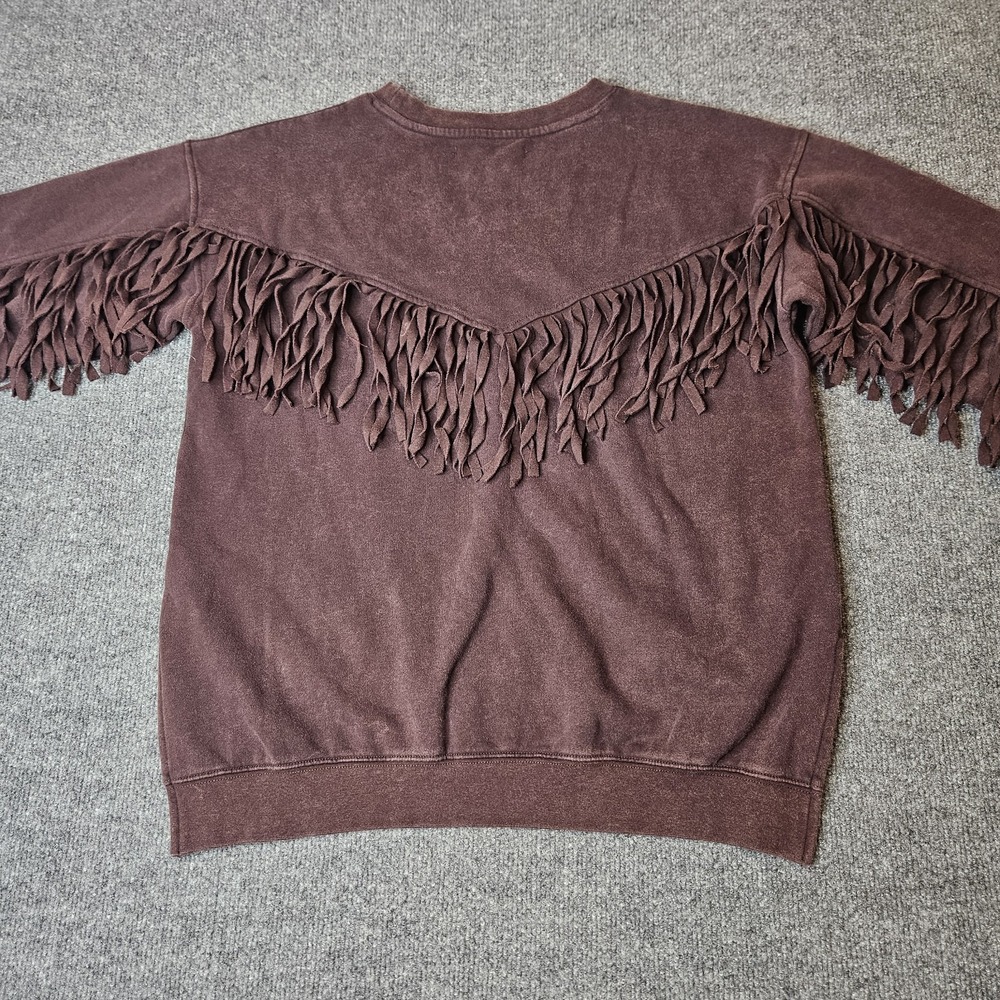 NWT Shyanne Women's Fringe Sweatshirt Size Medium Chocolate Brown Cowgirl